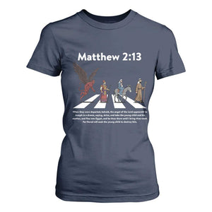 Jesus Christian T Shirt For Women Cross Bible Verse Matthew 2:13 TS14 Navy Print Your Wear