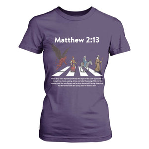 Jesus Christian T Shirt For Women Cross Bible Verse Matthew 2:13 TS14 Purple Print Your Wear