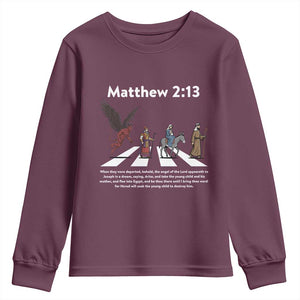 Jesus Christian Youth Sweatshirt Cross Bible Verse Matthew 2:13 TS14 Maroon Print Your Wear