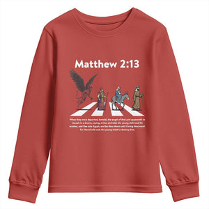 Jesus Christian Youth Sweatshirt Cross Bible Verse Matthew 2:13 TS14 Red Print Your Wear