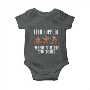 Tech Support Funny Christmas Baby Onesie Gingerbread I Am Here To Delete Your Cookies TS14 Dark Heather Print Your Wear