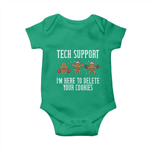Tech Support Funny Christmas Baby Onesie Gingerbread I Am Here To Delete Your Cookies TS14 Irish Green Print Your Wear