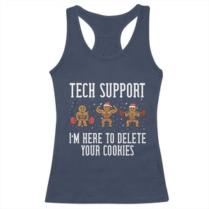 Tech Support Funny Christmas Racerback Tank Top Gingerbread I Am Here To Delete Your Cookies TS14 Navy Print Your Wear