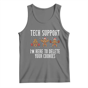 Tech Support Funny Christmas Tank Top Gingerbread I Am Here To Delete Your Cookies TS14 Black Heather Print Your Wear