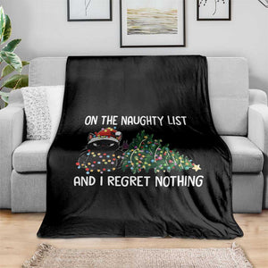 Funny Cat Christmas Throw Blanket On The Naughty List And I Regret Nothing TS14 Print Your Wear