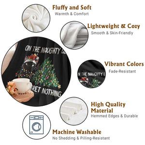 Funny Cat Christmas Throw Blanket On The Naughty List And I Regret Nothing TS14 Print Your Wear