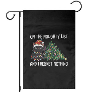 Funny Cat Christmas Garden Flag On The Naughty List And I Regret Nothing TS14 Black Print Your Wear