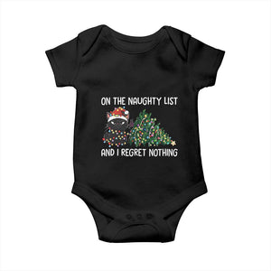 Funny Cat Christmas Baby Onesie On The Naughty List And I Regret Nothing TS14 Black Print Your Wear