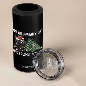 Funny Cat Christmas 4 in 1 Can Cooler Tumbler On The Naughty List And I Regret Nothing TS14 Print Your Wear