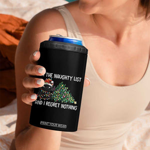 Funny Cat Christmas 4 in 1 Can Cooler Tumbler On The Naughty List And I Regret Nothing TS14 Print Your Wear