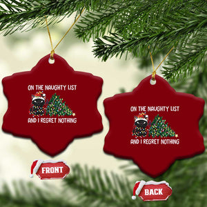 Funny Cat Xmas Ceramic Ornament On The Naughty List And I Regret Nothing TS14 Print Your Wear