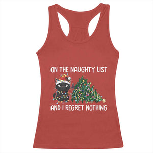 Funny Cat Christmas Racerback Tank Top On The Naughty List And I Regret Nothing TS14 Red Print Your Wear