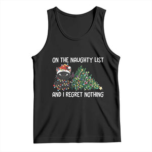 Funny Cat Christmas Tank Top On The Naughty List And I Regret Nothing TS14 Black Print Your Wear
