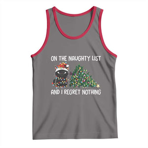 Funny Cat Christmas Tank Top On The Naughty List And I Regret Nothing TS14 Deep Heather Red Print Your Wear
