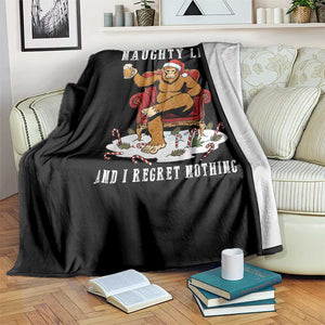 Funny Bigfoot Christmas Throw Blanket On The Naughty List And I Regret Nothing TS14 Print Your Wear