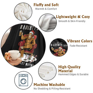 Funny Bigfoot Christmas Throw Blanket On The Naughty List And I Regret Nothing TS14 Print Your Wear