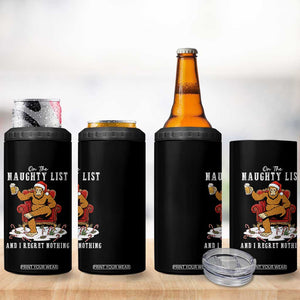 Funny Bigfoot Christmas 4 in 1 Can Cooler Tumbler On The Naughty List And I Regret Nothing TS14 Print Your Wear