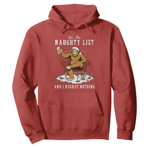 Funny Bigfoot Christmas Hoodie On The Naughty List And I Regret Nothing TS14 Red Print Your Wear
