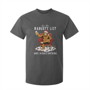 Funny Bigfoot Christmas T Shirt For Kid On The Naughty List And I Regret Nothing TS14 Dark Heather Print Your Wear