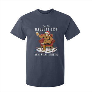 Funny Bigfoot Christmas T Shirt For Kid On The Naughty List And I Regret Nothing TS14 Navy Print Your Wear