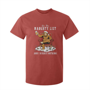 Funny Bigfoot Christmas T Shirt For Kid On The Naughty List And I Regret Nothing TS14 Red Print Your Wear