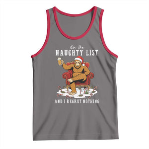 Funny Bigfoot Christmas Tank Top On The Naughty List And I Regret Nothing TS14 Deep Heather Red Print Your Wear