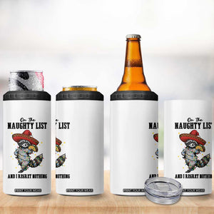 Funny Mexican Racoon Taco Christmas 4 in 1 Can Cooler Tumbler On The Naughty List And I Regret Nothing TS14 Print Your Wear