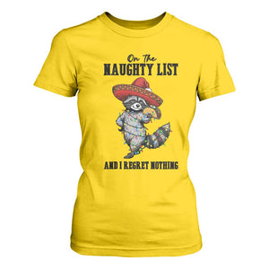 Funny Mexican Racoon Taco Christmas T Shirt For Women On The Naughty List And I Regret Nothing TS14 Daisy Print Your Wear