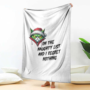 Funny Cat Green Christmas Throw Blanket On The Naughty List And I Regret Nothing TS14 Print Your Wear