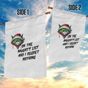 Funny Cat Green Christmas Garden Flag On The Naughty List And I Regret Nothing TS14 Print Your Wear