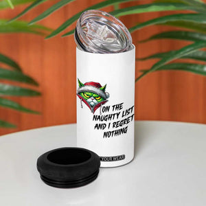 Funny Cat Green Christmas 4 in 1 Can Cooler Tumbler On The Naughty List And I Regret Nothing TS14 Print Your Wear
