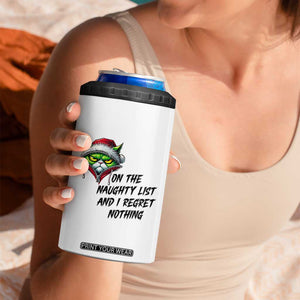Funny Cat Green Christmas 4 in 1 Can Cooler Tumbler On The Naughty List And I Regret Nothing TS14 Print Your Wear