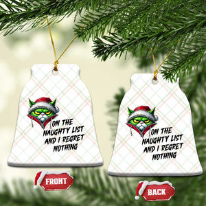 Funny Cat Green Xmas Ceramic Ornament On The Naughty List And I Regret Nothing TS14 Print Your Wear