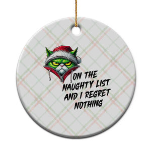 Funny Cat Green Xmas Ceramic Ornament On The Naughty List And I Regret Nothing TS14 1pc Christmas Plaid Print Your Wear