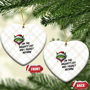 Funny Cat Green Xmas Ceramic Ornament On The Naughty List And I Regret Nothing TS14 Print Your Wear