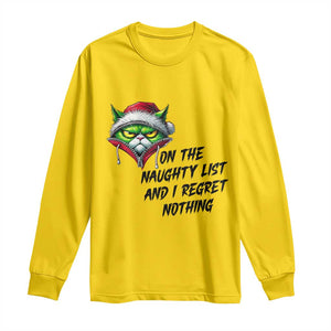 Funny Cat Green Christmas Long Sleeve Shirt On The Naughty List And I Regret Nothing TS14 Daisy Print Your Wear