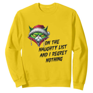 Funny Cat Green Christmas Sweatshirt On The Naughty List And I Regret Nothing TS14 Daisy Print Your Wear