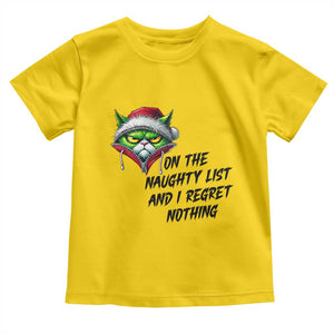 Funny Cat Green Christmas Toddler T Shirt On The Naughty List And I Regret Nothing TS14 Daisy Print Your Wear