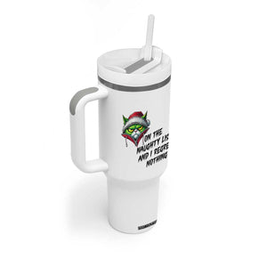 Funny Cat Green Christmas Tumbler With Handle On The Naughty List And I Regret Nothing TS14 Print Your Wear