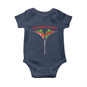 Funny Dirty Christmas Baby Onesie Stop Staring At My Balls TS14 Navy Print Your Wear