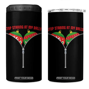 Funny Dirty Christmas 4 in 1 Can Cooler Tumbler Stop Staring At My Balls TS14 One Size: 16 oz Black Print Your Wear