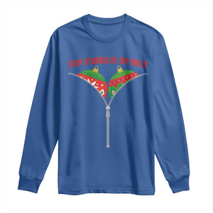 Funny Dirty Christmas Long Sleeve Shirt Stop Staring At My Balls TS14 Royal Blue Print Your Wear