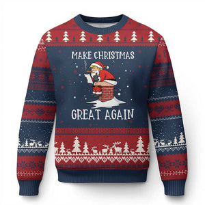 Funny Santa Trump Ugly Christmas Sweater Make Xmas Great Again TS14 Navy Red Print Your Wear