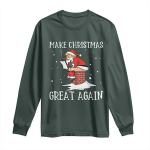 Funny Santa Trump Long Sleeve Shirt Make Christmas Great Again TS14 Dark Forest Green Print Your Wear