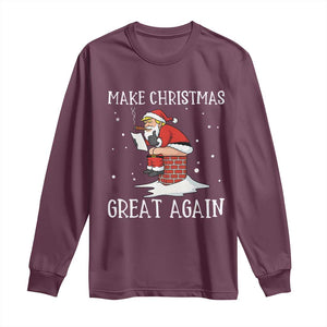 Funny Santa Trump Long Sleeve Shirt Make Christmas Great Again TS14 Maroon Print Your Wear