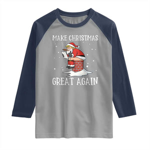 Funny Santa Trump Raglan Shirt Make Christmas Great Again TS14 Sport Gray Navy Print Your Wear