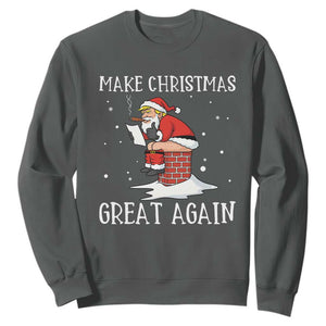 Funny Santa Trump Sweatshirt Make Christmas Great Again TS14 Dark Heather Print Your Wear