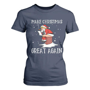 Funny Santa Trump T Shirt For Women Make Christmas Great Again TS14 Navy Print Your Wear