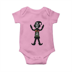 Funny Christmas Matching Family Baby Onesie I Am Not An Elf Im Just Short TS14 Light Pink Print Your Wear