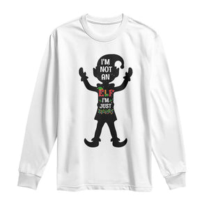 Funny Christmas Matching Family Long Sleeve Shirt I Am Not An Elf Im Just Short TS14 White Print Your Wear